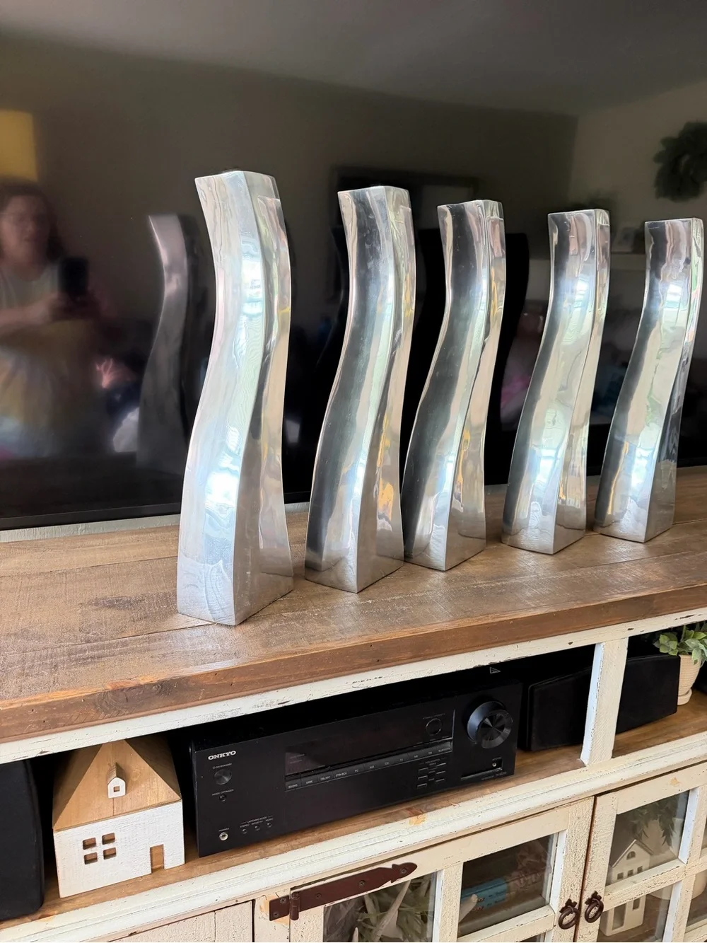 Modern Curved Heavy Aluminum Decorative Vase